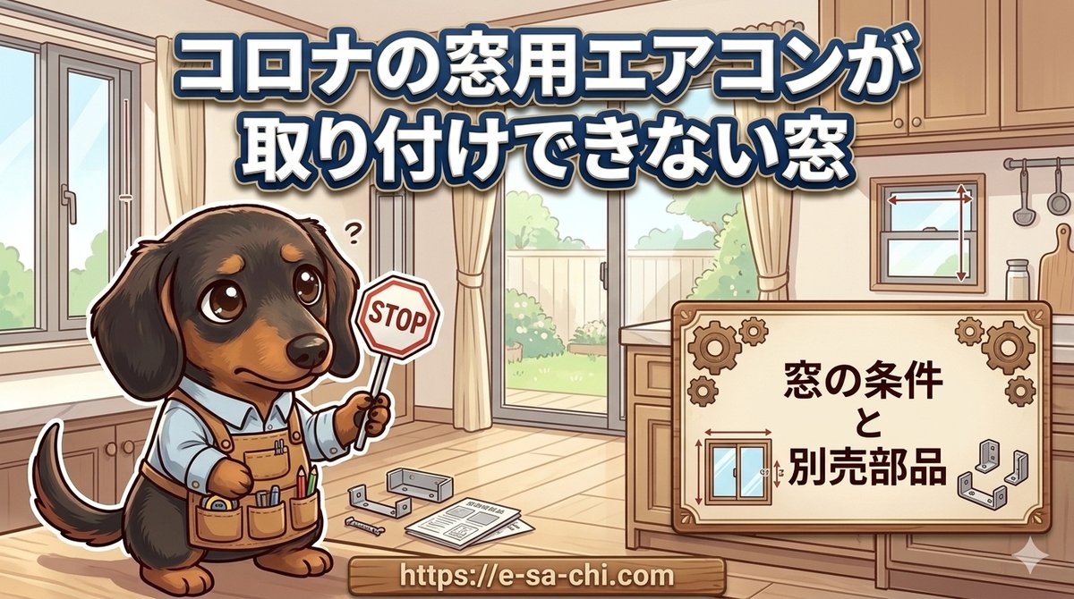 【コロナの窓用エアコンが取り付けできない窓】立ち上がりと開き幅の条件や別売部品