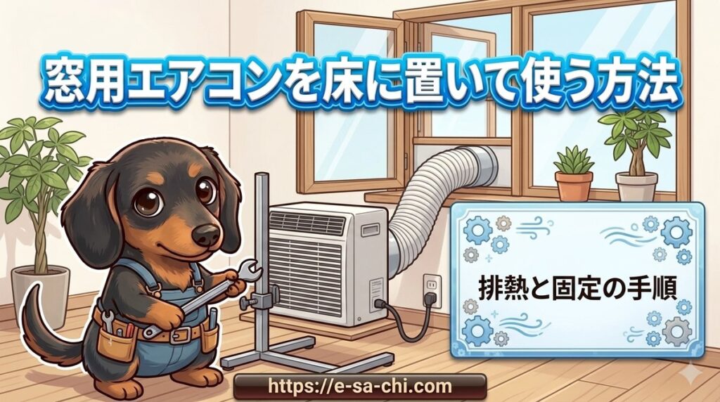 【窓用エアコンを床に置いて使う方法】排熱の逃がし方と固定手順や代替機種